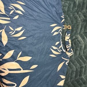 Women’s Blue Floral Print Blouse with Buckle Detail